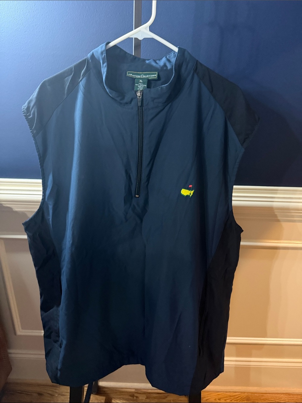 Masters Navy Sleeveless Zip Rash Guard with Yellow Logo